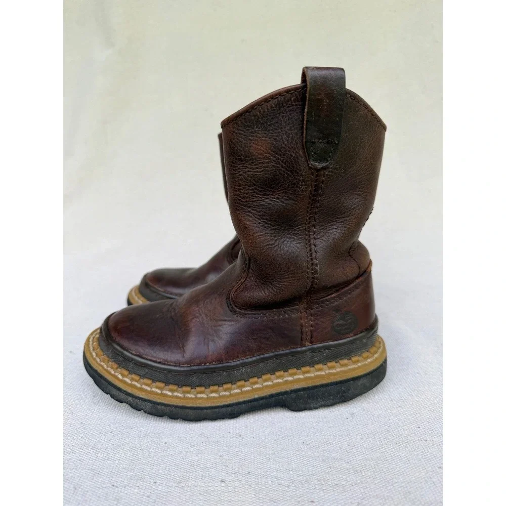 Georgia Boot Kids Little Georgia Giant Wellington Brown Leather Boots G204 10.5M
